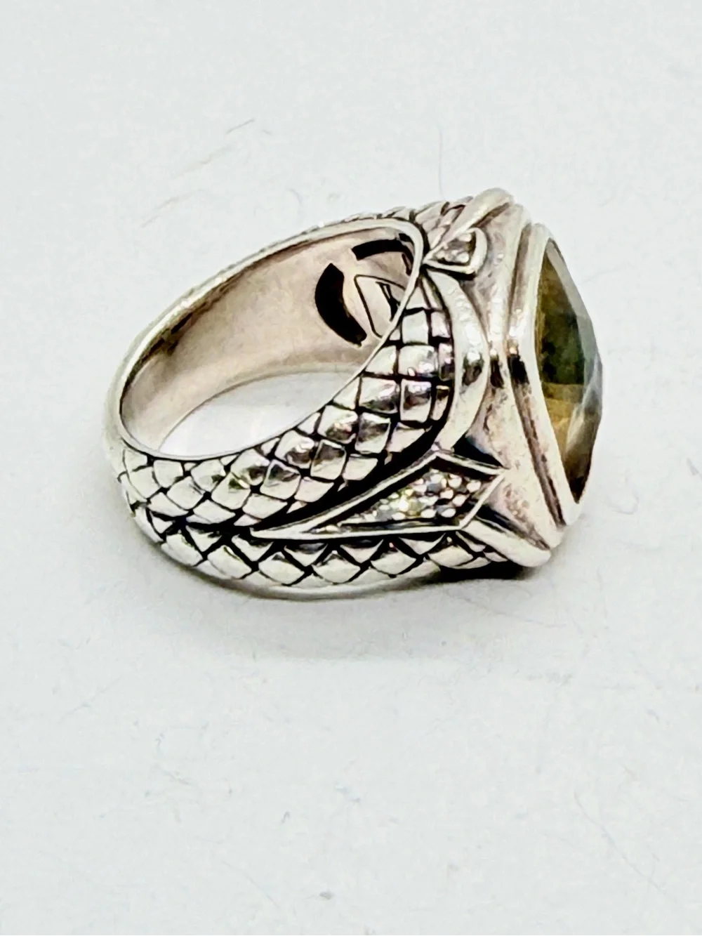 Scott Kay Sterling Silver Smoky Quartz & Diamond Accent Woven Ring 7 AS IS See P